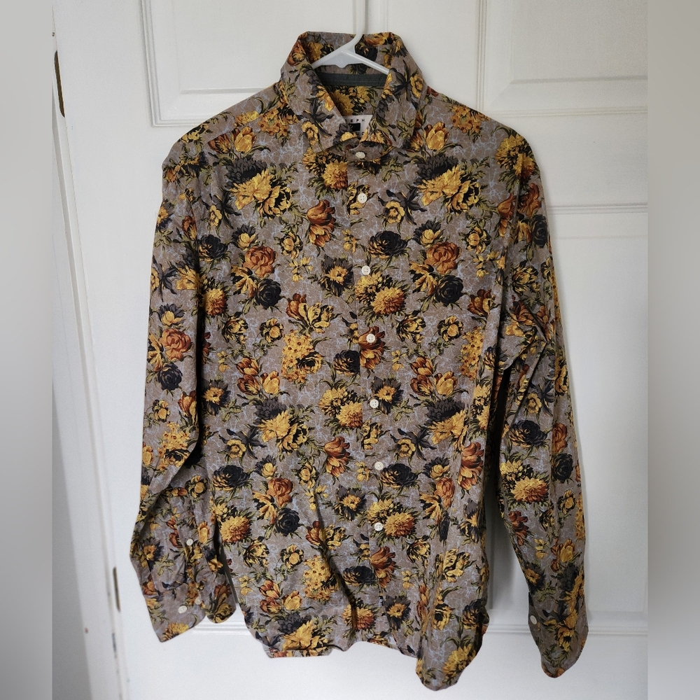 Jospeh Abboud Men Floral Button-Up Shirt Size L
